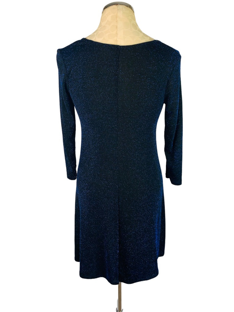 6 Tiana B. Women's Pullover Blue Sparkle Black Stretch Dress Slightly Sheer