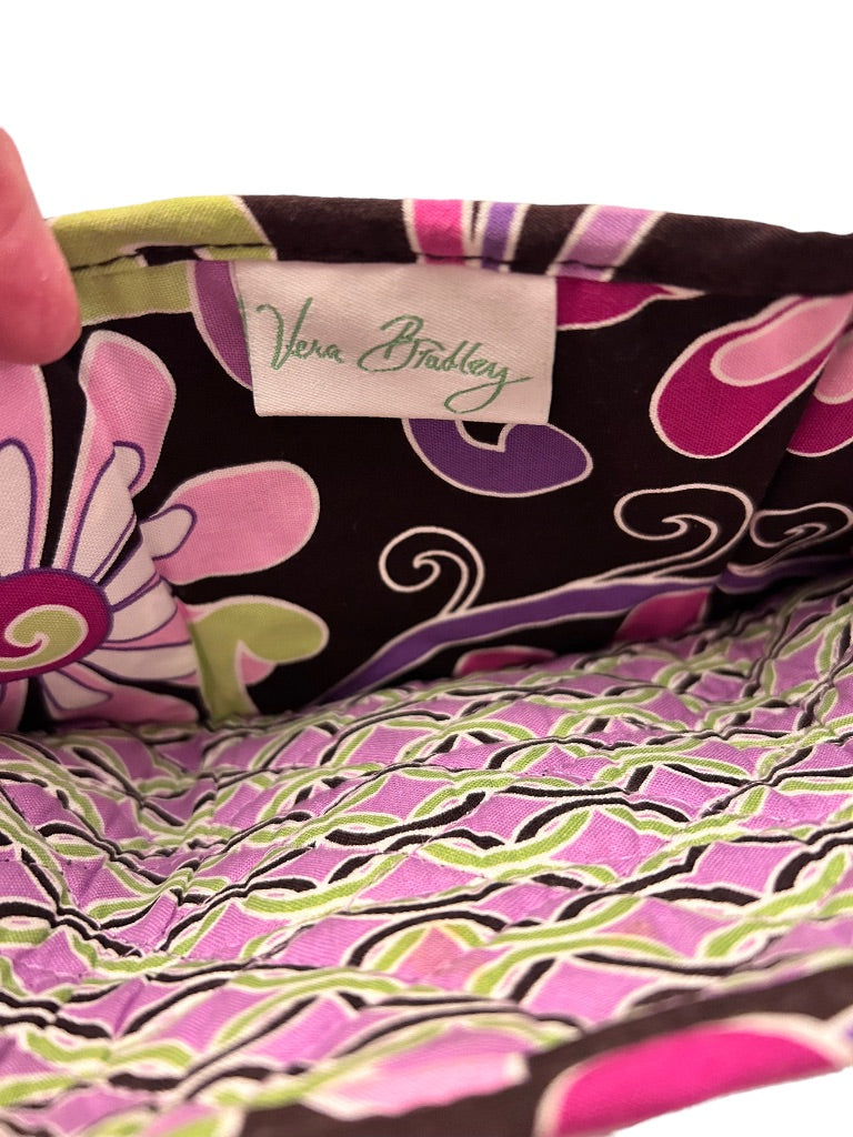 Vera Bradley Purple Punch Pattern Trifold Wallet Hook and Loop Closure