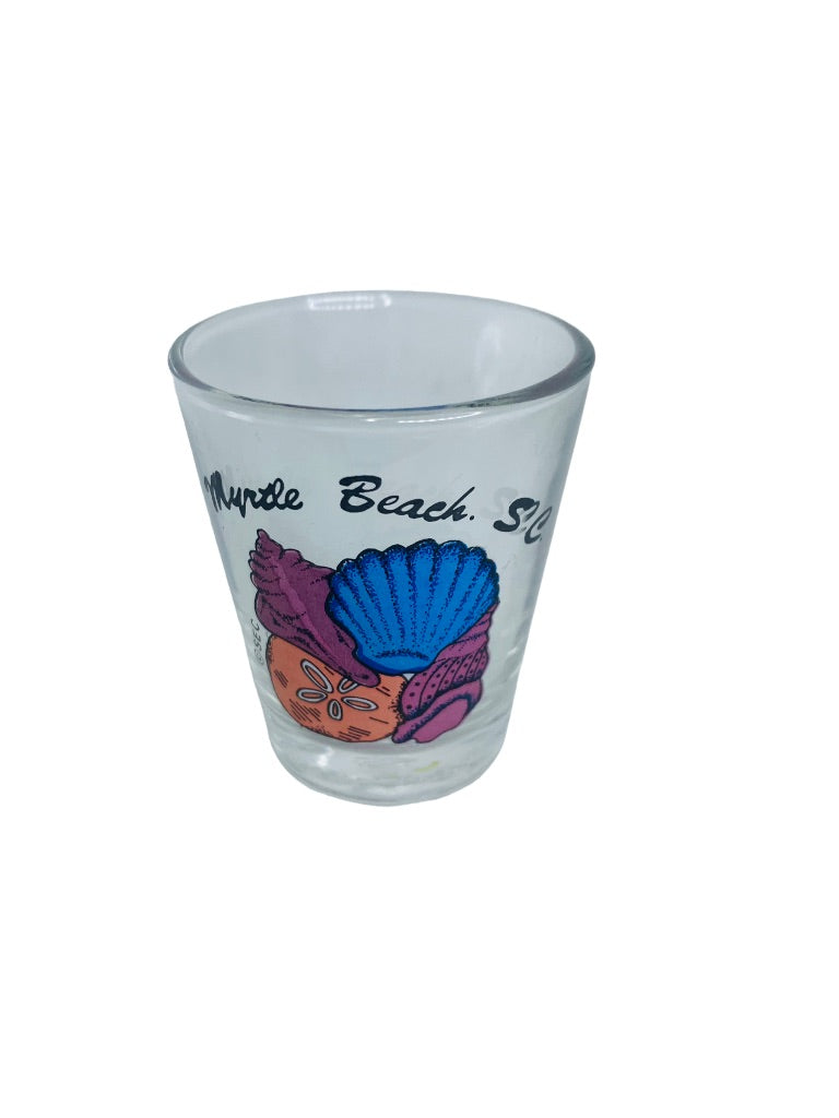 Myrtle Beach South Carolina Souvenir Shot Glass Clear Barware Seashell Shells