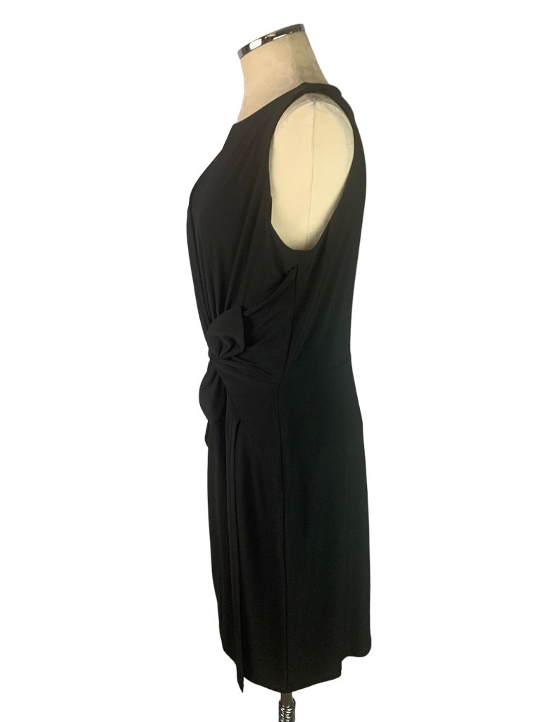 14 Lauren Ralph Lauren Black Dress Sheath Back Zip Sleeveless Knot Detail Lined