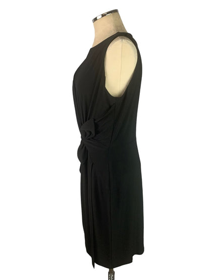 14 Lauren Ralph Lauren Black Dress Sheath Back Zip Sleeveless Knot Detail Lined