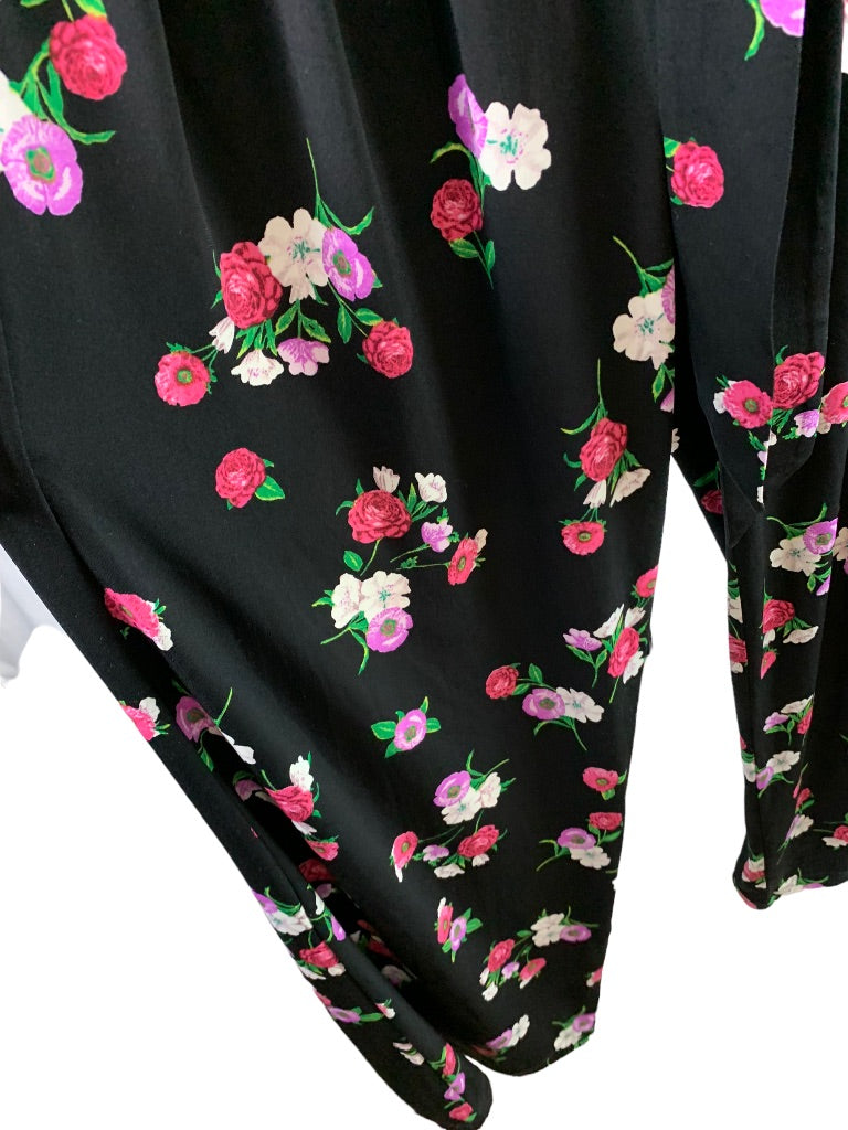 Small Express Pull On Floral Print Women's Pants Pockets Tie Belt