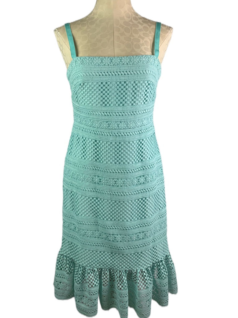 4 J.Crew Women's Mint Green Dress Geometric Lace Midi Dress Style#AP232