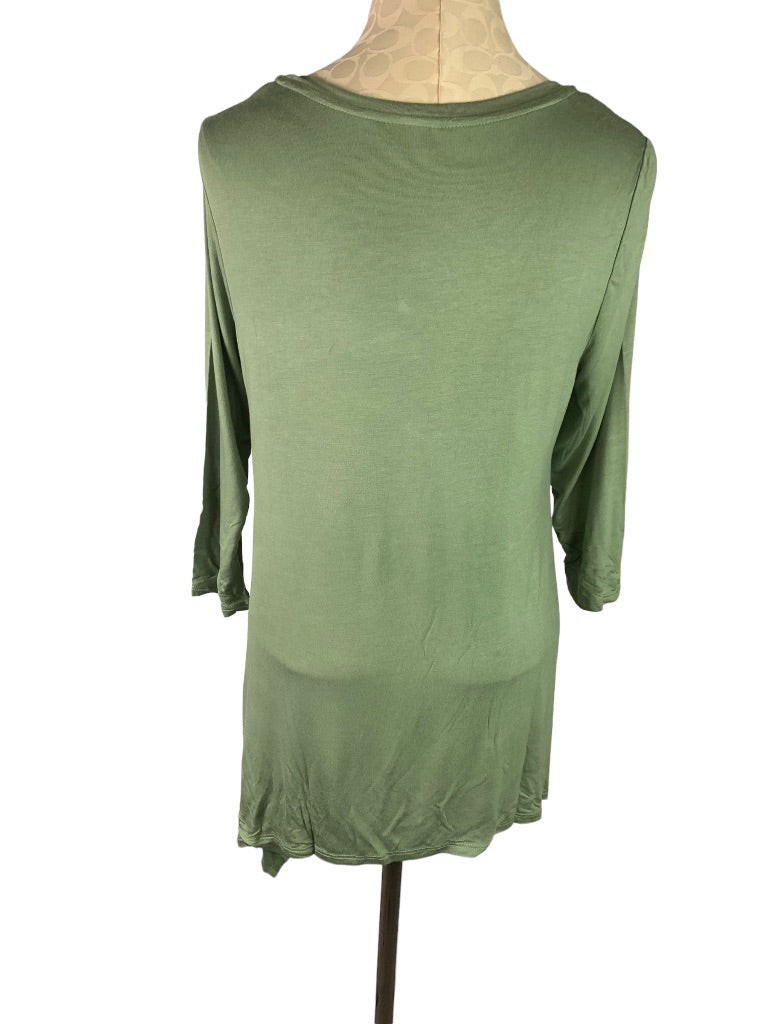 Medium LOGO Lori Goldstein Women's Sage Green New Tunic Sharkbite Hem