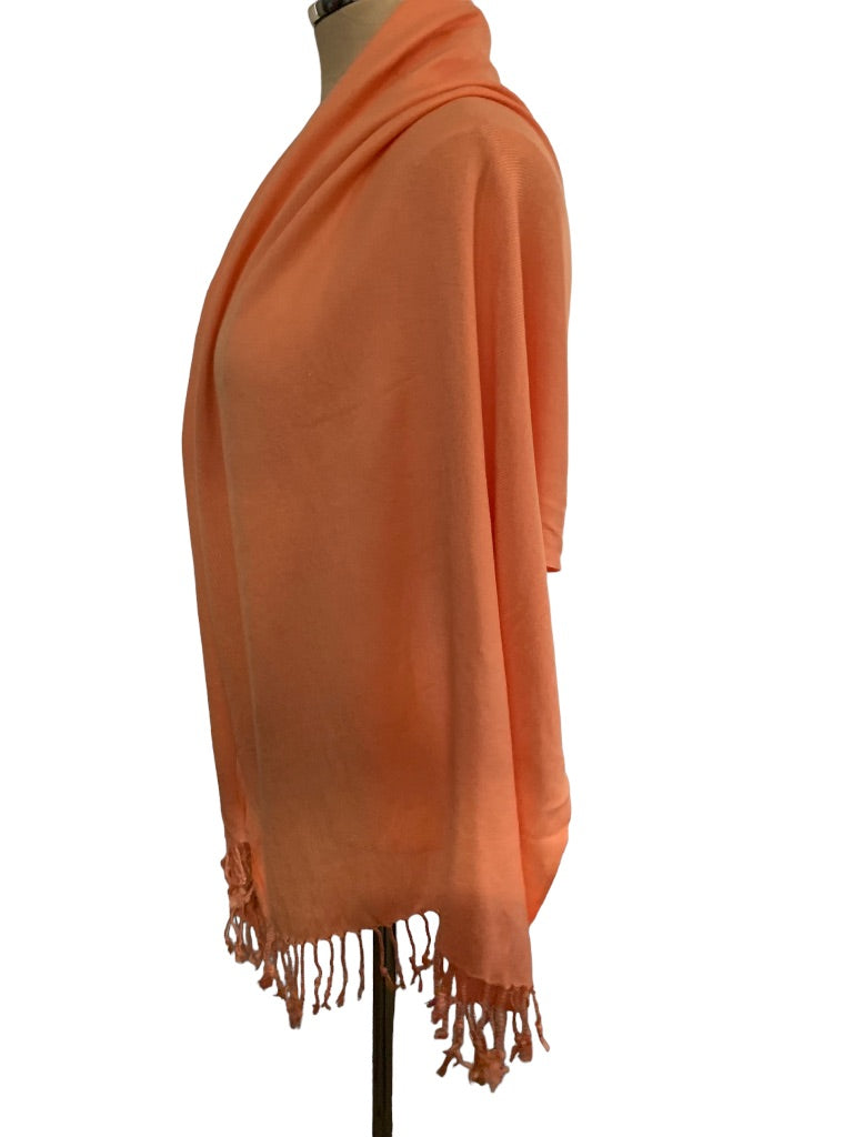 Peach Shawl Soft Viscose Fringed 24" x 68"