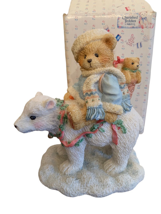 Vintage 1994 Cherished Teddies 622796 Eric "Bearings Tidings of Joy" Figurine Enesco