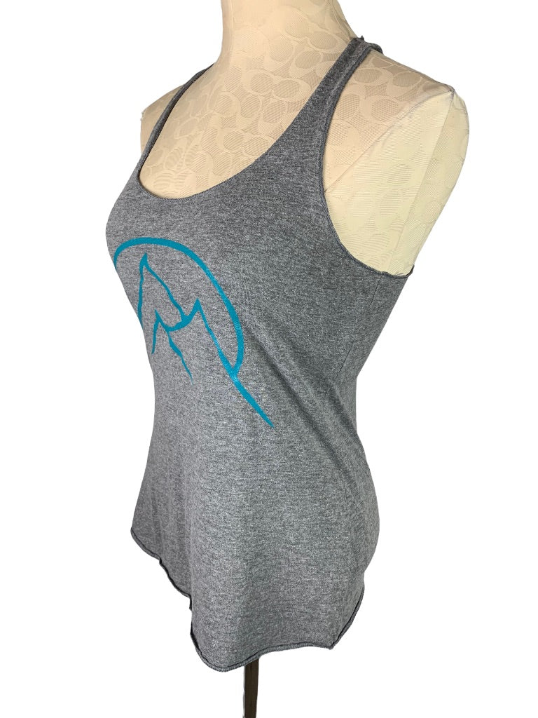 Small Women's Gray Soft Racerback Tank Top "The Gravity Vault"