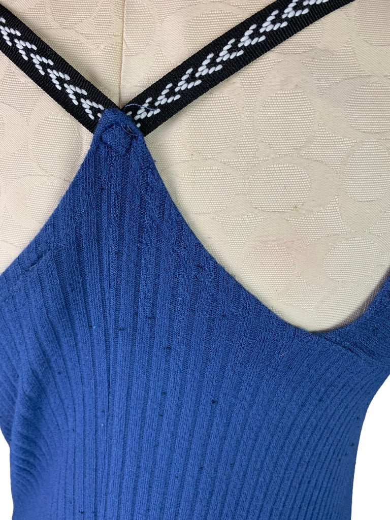 Medium Lazy Sundays Women's Blue Cut Out Neckline Soft Jersey Knit Top