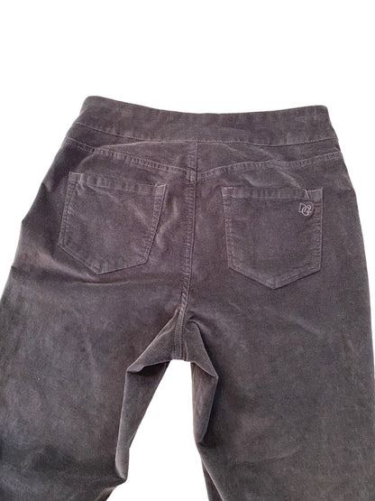 Small DG2 Diane Gilman Women's Dark Gray Stretch Velvet Pull On Pants