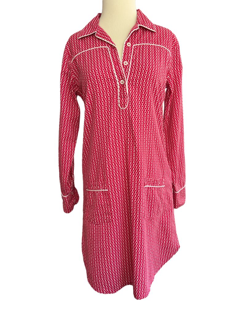 4 Kayce Hughes Shirt Dress Pink Links Belted Retro