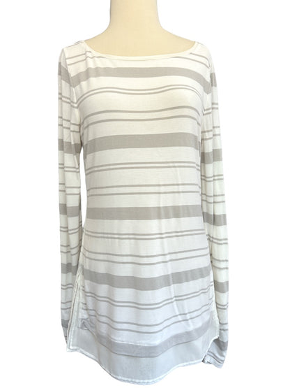 Small WHBM Striped Soft Tunic Layered Hem Shimmer