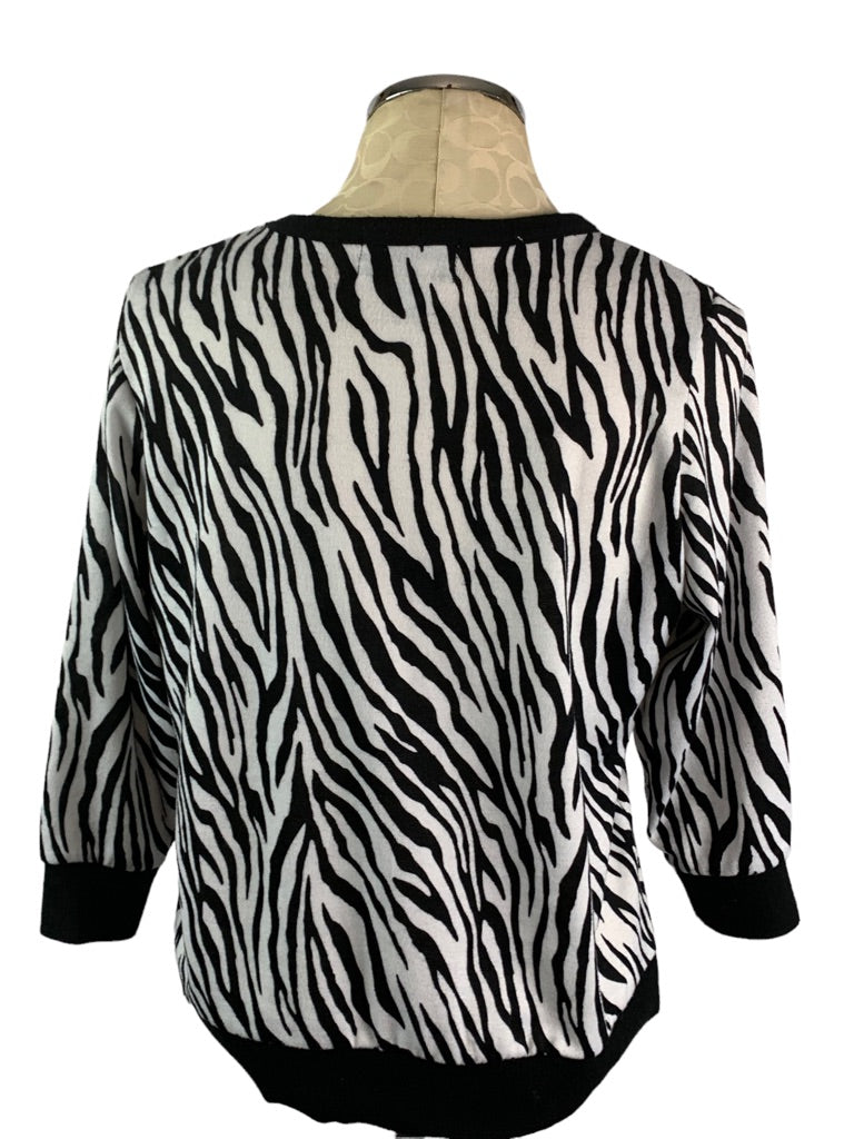 Large Petite C.D. Petites Women's Zebra Print Sweater Embellished Pullover