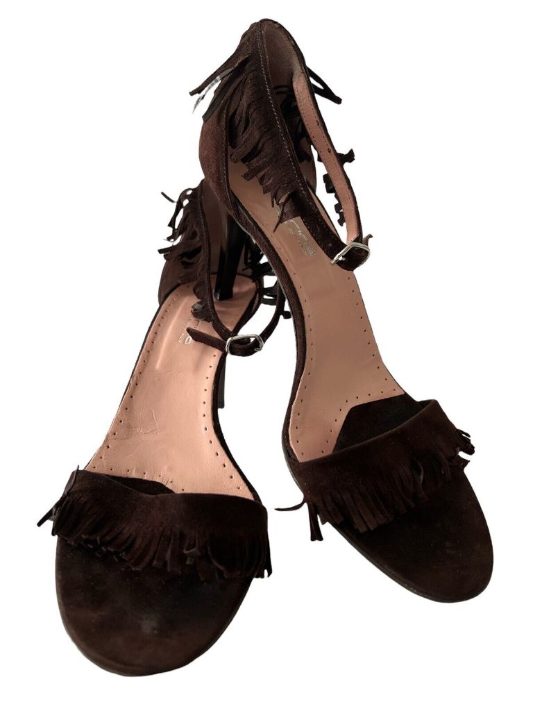 8.5 (Eur 39) Fornarina Brown Suede Tassled Sandal Pumps Heels