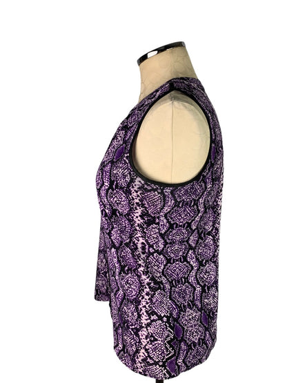 XS Calvin Klein Women's Sleeveless Pullover Blouse Purple Reptile Print