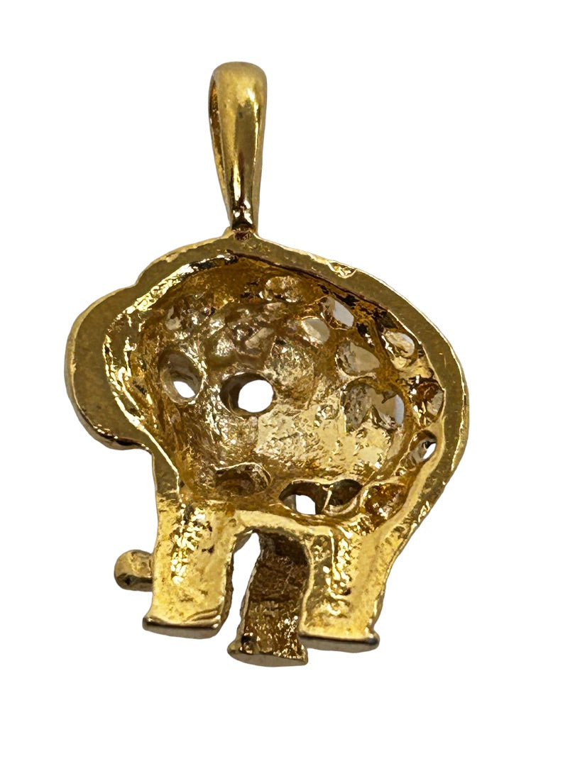 Small Goldtone Elephant Pendant Charm Pierced Design .75" Drop