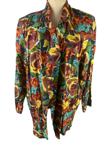 Medium Rampage Women's Vintage 80s Single Button Blazer Jacket Floral
