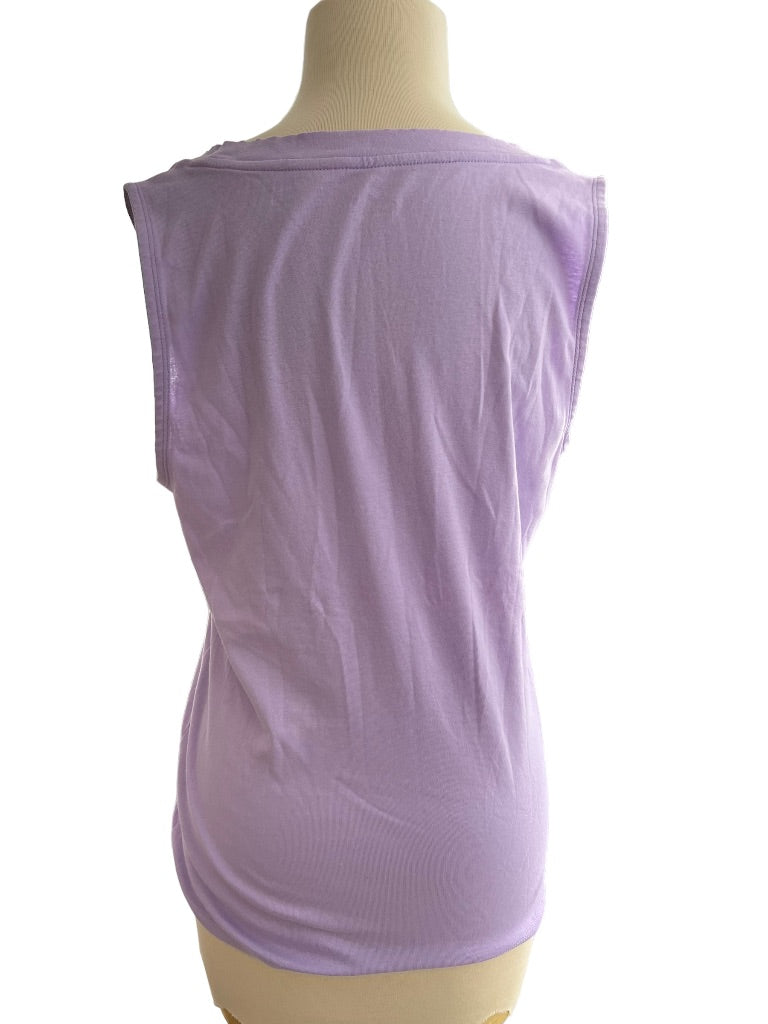 L Talbots Asymmetrical Ruffled Collar Lavender Sleeveless Blouse Tank