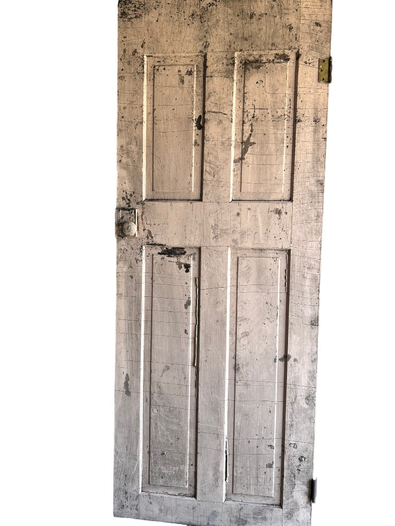 Antique Solid Door 4 Panel Architectural Salvage 77.5"h x 29.75"w Pink