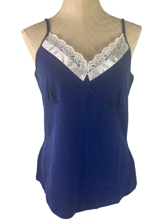 Medium AnyBody New Women's Blue Lace Satin Trim Camisole Cami
