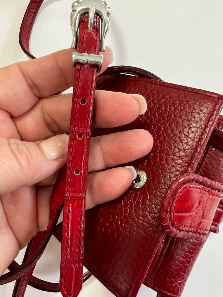 Brighton Red Leather Small Crossbody  Convert To Wallet EUC