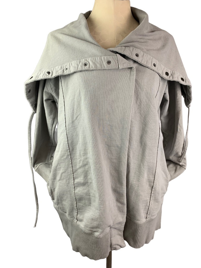 Large Evy's Tree Gray Fold Down Neck Snap Up Pockets Women's Sweatshirt