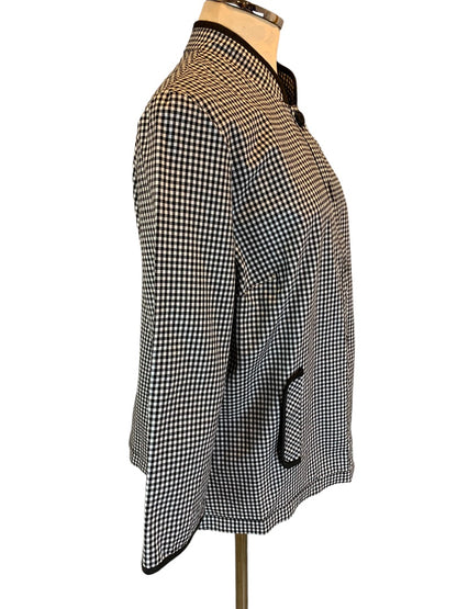 14 RQT Women's Black White Gingham Lightweight Jacket Button Up