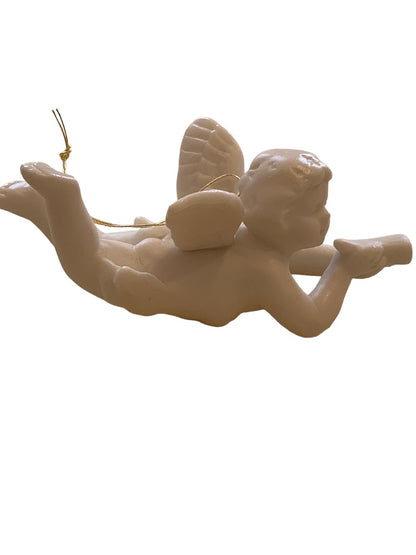 Vintage Ceramic Hanging Angel Ornaments Cherub New Old Stock Box of 6