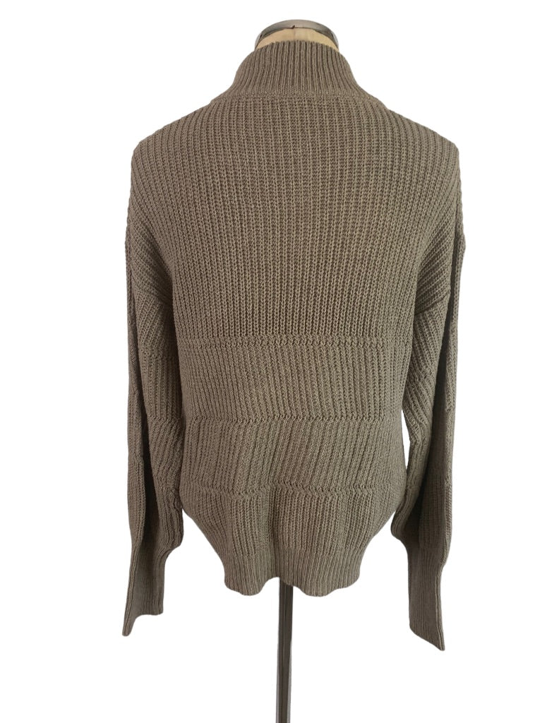 Medium Unbranded Women's 1/4 Zip Pullover Sweater Brown Gray