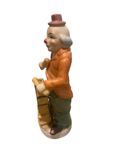 Vintage 1970s Musician Whimsical Clown Hobo Drum 6" Figurine Porcelain