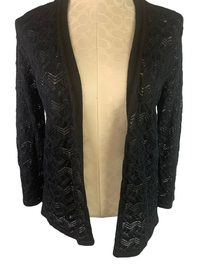 XS JM Collection Women's Black Loose Knit Open Cardigan New