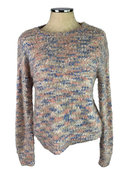 Medium So Fuzzy Women's Sweater Gray Blue Pink Soft Comfy