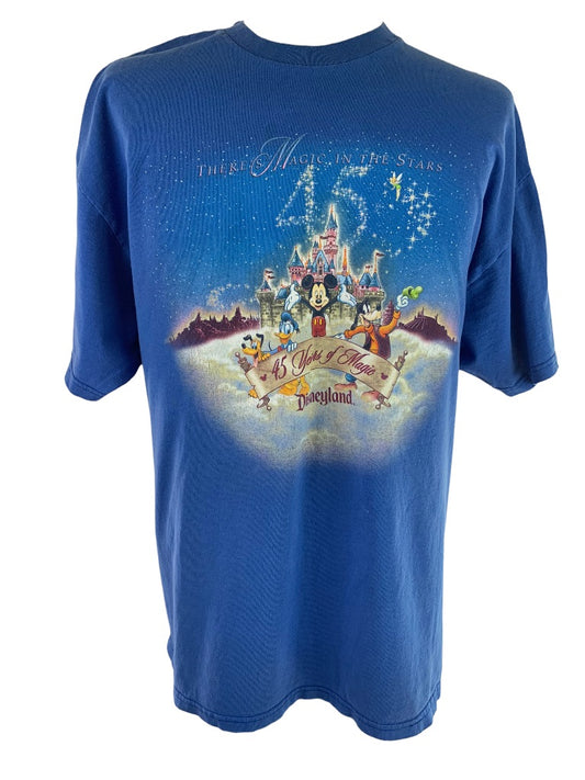 XL Disneyland Vintage Y2K Blue Tshirt "Magic in the Stars" Made in USA 2000