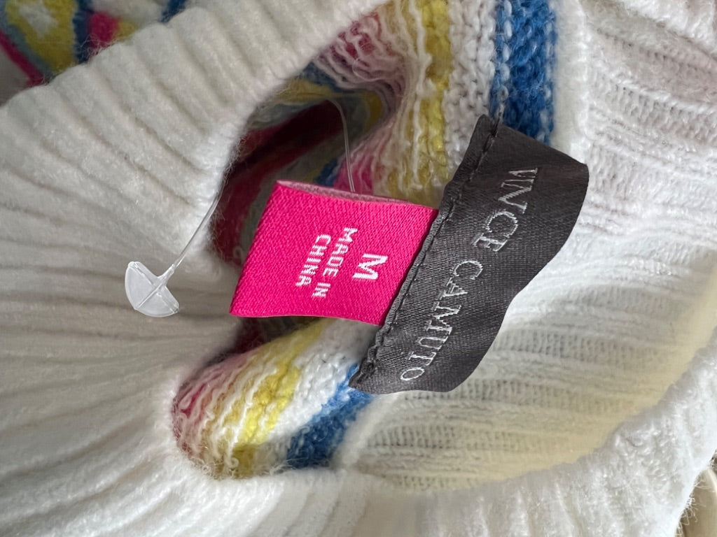 Medium Vince Camuto Super Soft White And Brights Sweater NWT