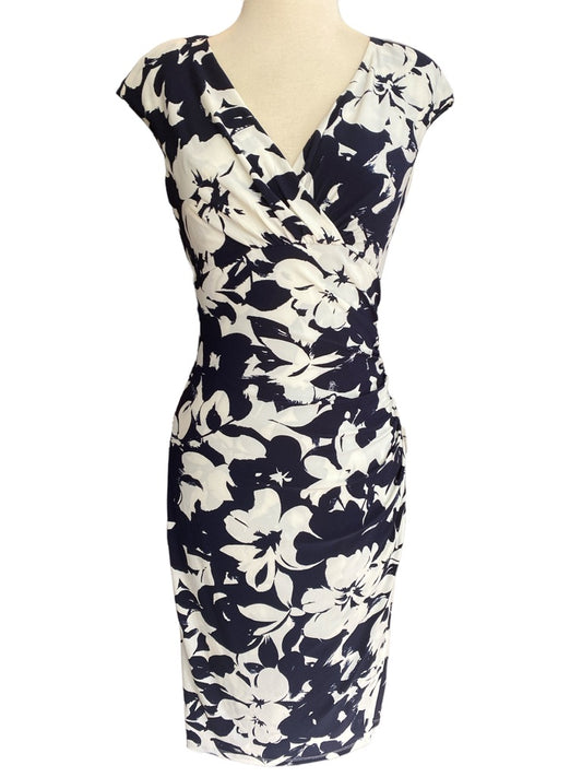 2 LRL Black White Floral Sheath Dress