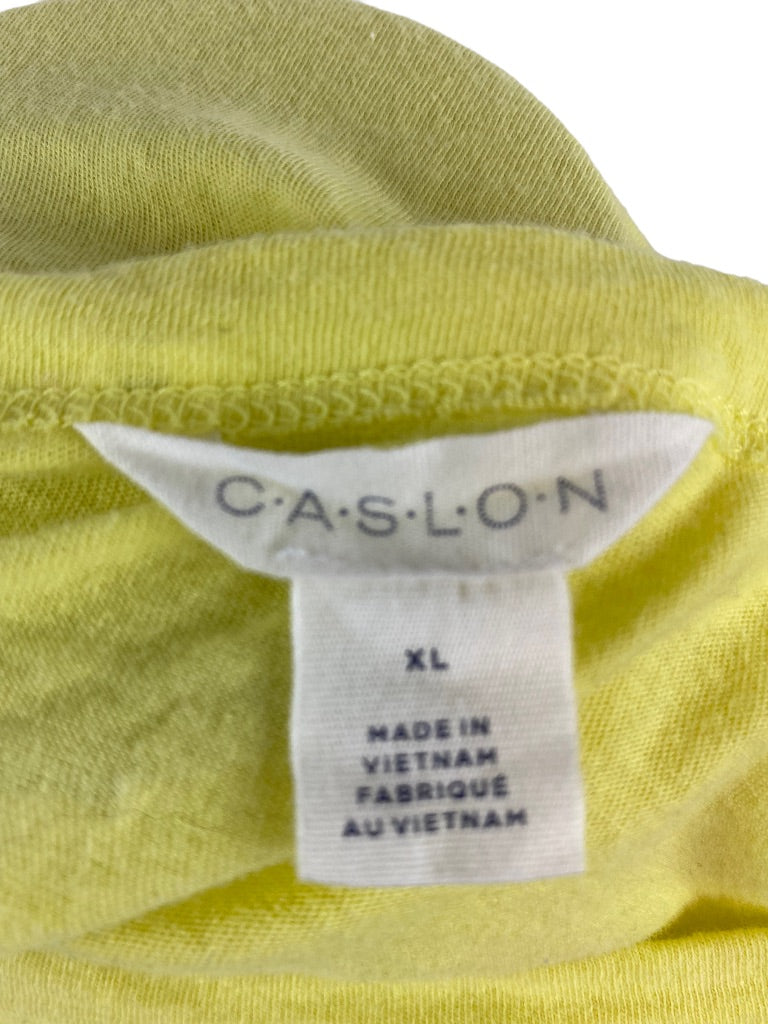 XL Caslon Yellow Flounce Hem Women's Tshirt Short Sleeve Scoop Neck