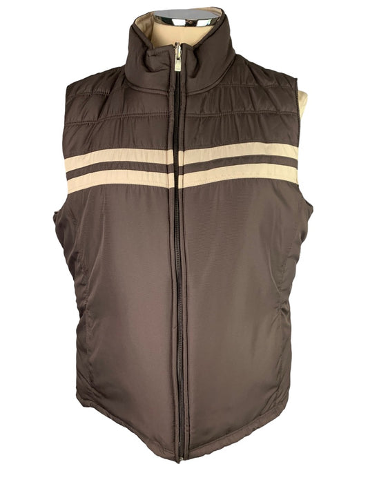 Medium Izod Brown Vintage Women's Full Zip Up Reversible Puffer Vest New