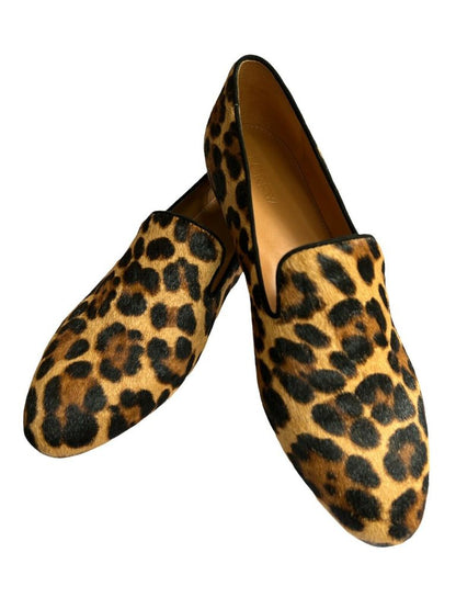 9 J. Crew Leopard Calf Hair Flats #AA525 Smoking Slipper Style