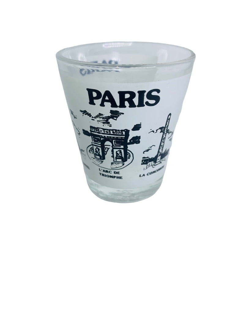 Paris Black White Landmark Shot Glass  1.5 oz Barware