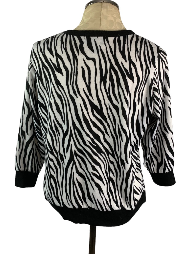 Large Petite C.D. Petites Women's Zebra Print Sweater Embellished Pullover