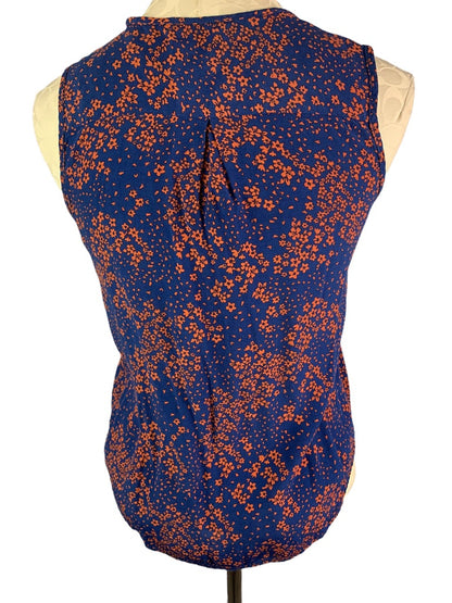 XS Gap Women's Sleeveless Pullover Blouse Navy Blue Orange Floral