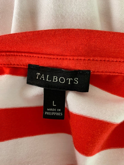 Large Talbots Orange White Soft Knit Striped Sleeveless Maxidress Belted