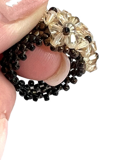 Beaded Handmade Flower Ring Size 8.5