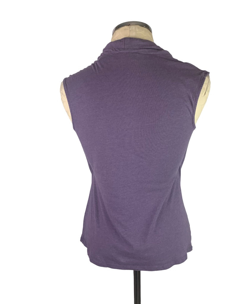 Medium Petite Preswick & Moore Women's Cowl Neck Sleeveless Purple Top