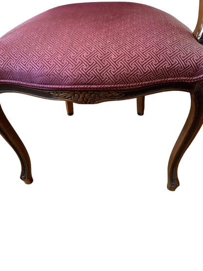 Vintage French Louis XV Style Open Armchair Sturdy Burgundy Upholstery