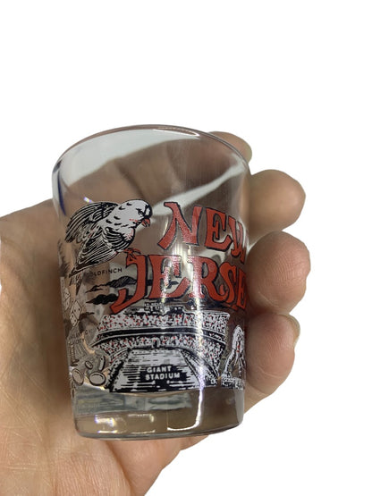 New Jersey State Landmarks Clear Shot Glass Red Black 1.5 oz