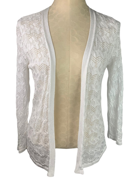 XS JM Collection Women's White Loose Knit Open Cardigan