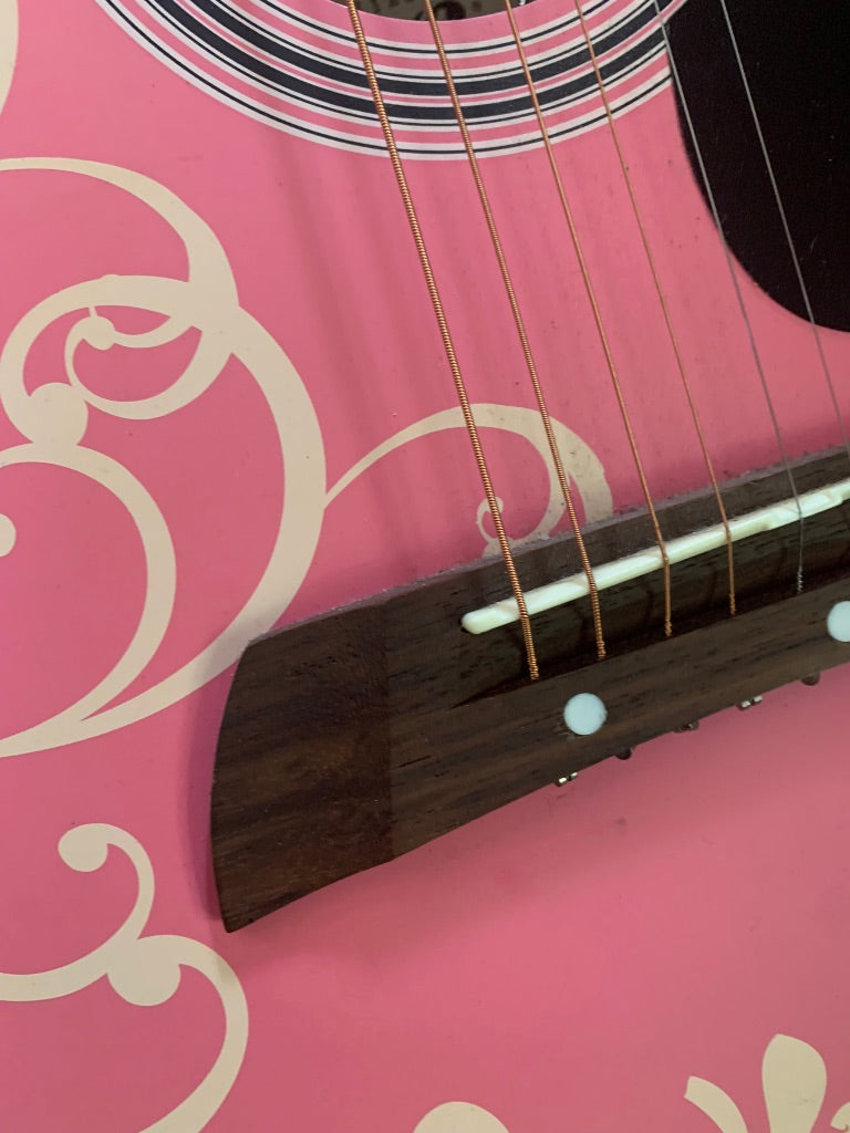 First Act Acoustic Pink Flower Guitar Style MG3012 with Strings