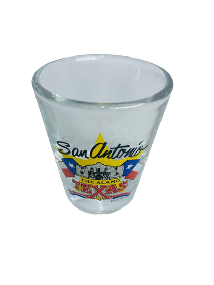 San Antonio Texas Souvenir Shot Glass Clear with Logo The Alamo Barware