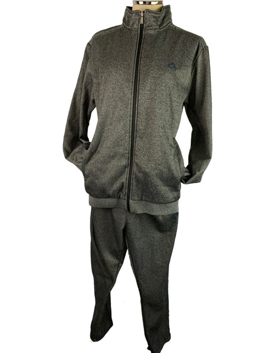 Large Shein Women's Gray Heathered Track Sweat Suit Full Zip Jacket Pants