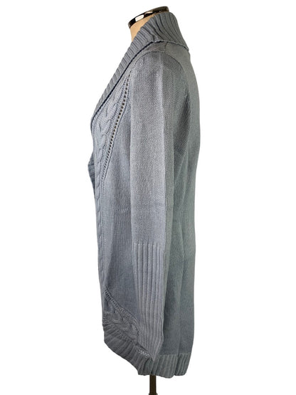 Medium Motto Women's Light Blue Long New Cardigan Sweater Single Button